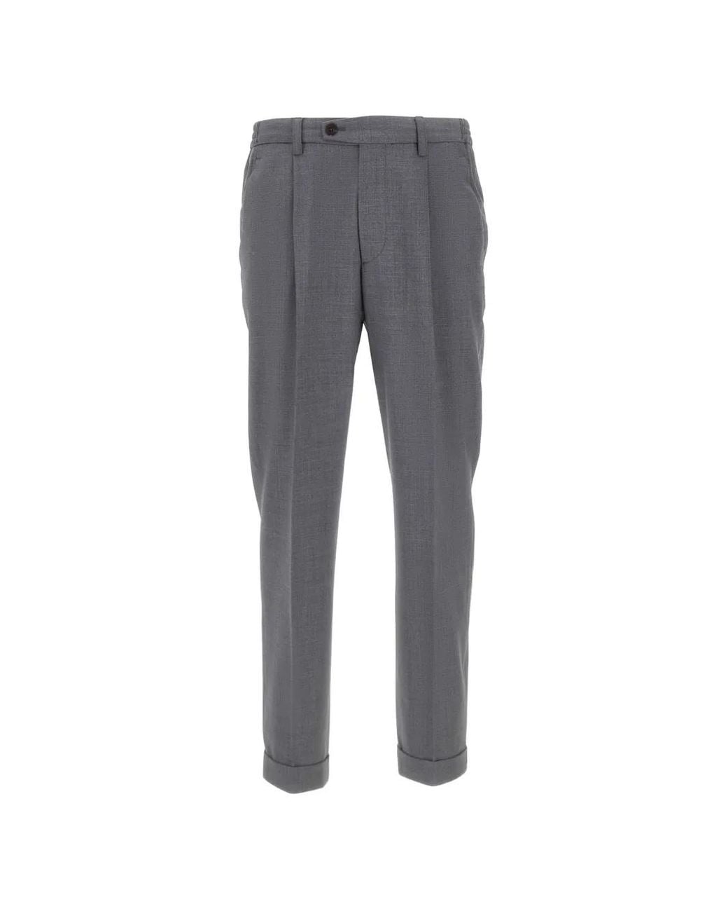 Devore Gray Cuffed-Hem Tailored Trousers for men
