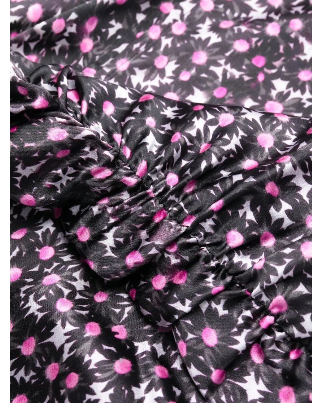 Ganni Purple Floral-Print Silk Dress