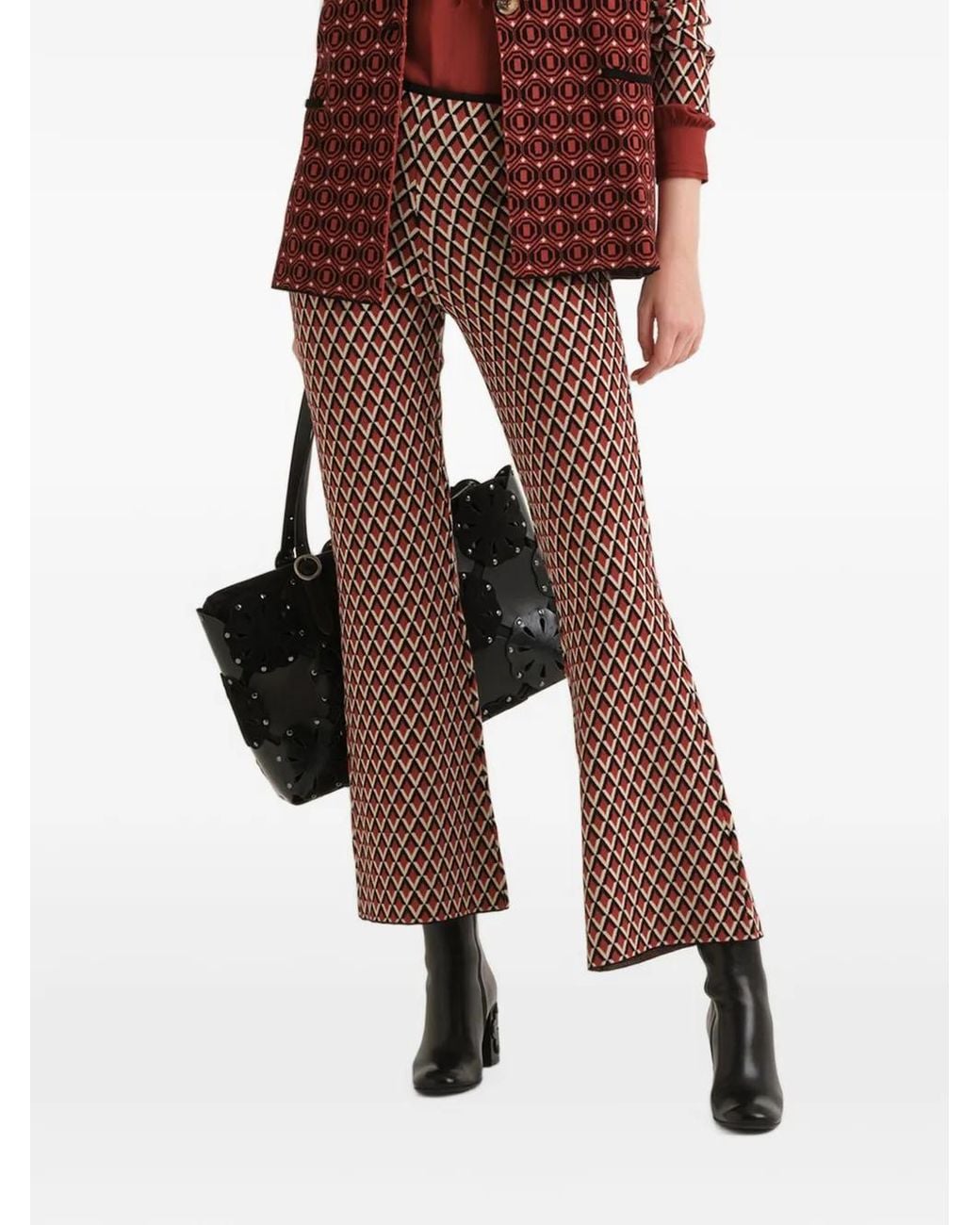 Maliparmi Red Pantalon Court À Motif En Jacquard