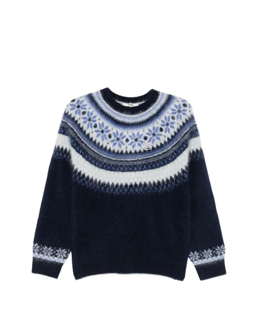 Maje Blue Fair Isle-Knit Sweater