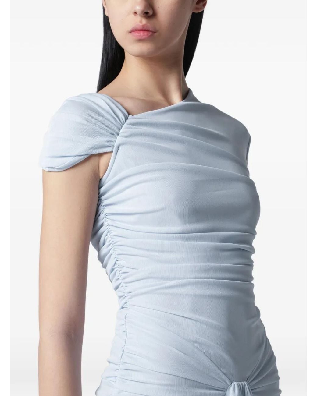 ROTATE BIRGER CHRISTENSEN Blue Maxi Asymmetric Dress Light