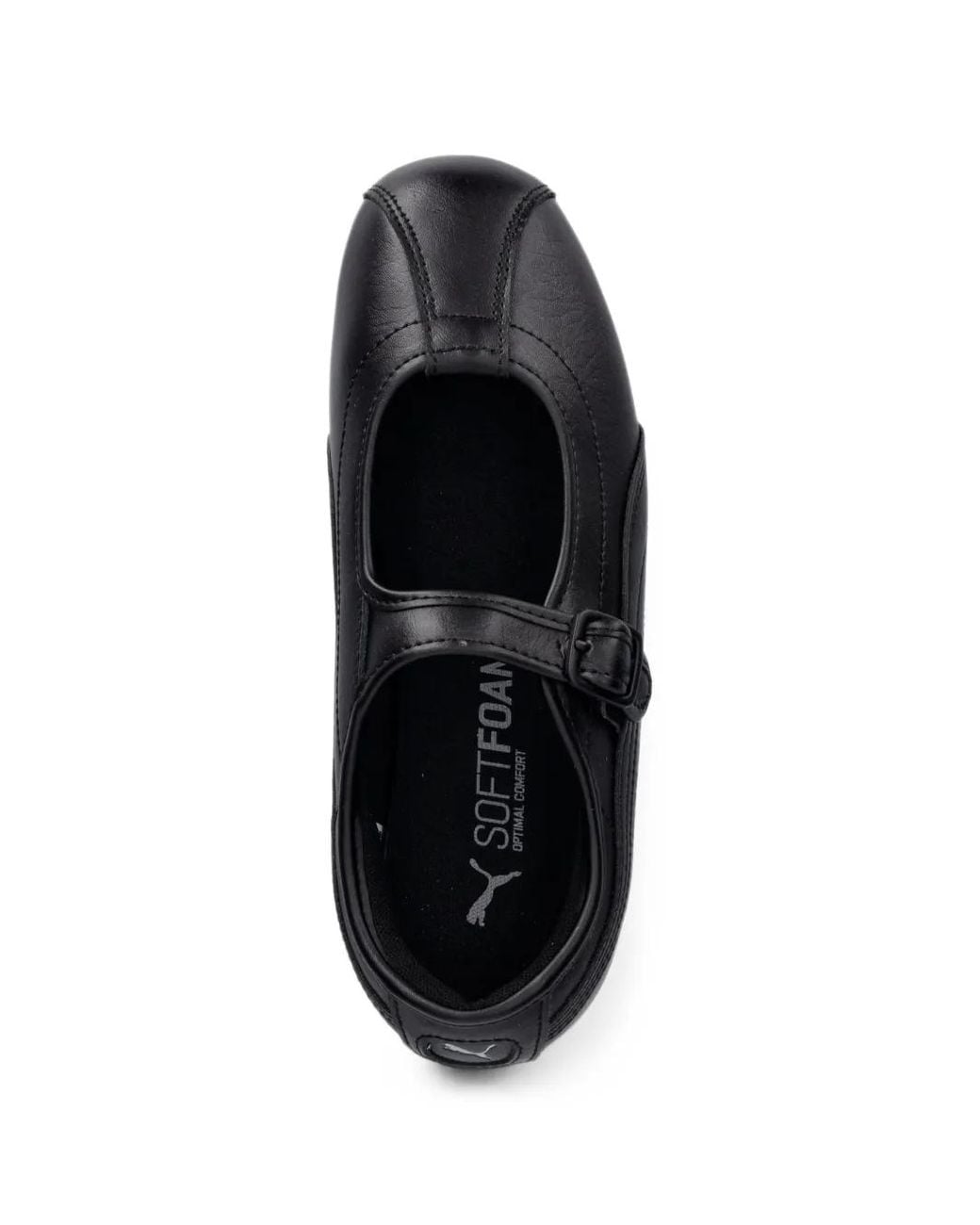 PUMA Black Tacklette Buckle-Strap Ballet Flats