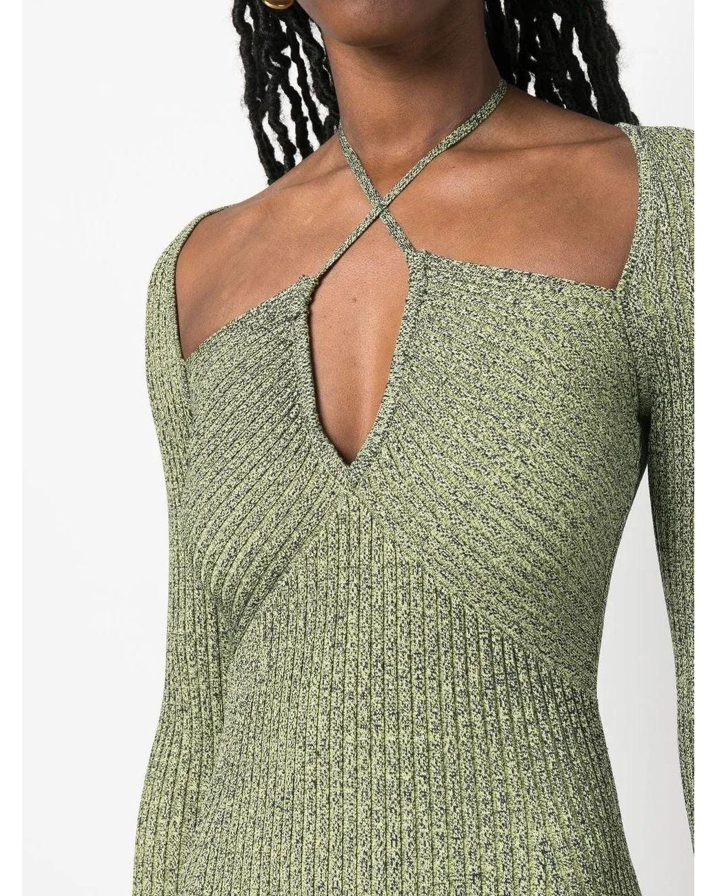 Jonathan Simkhai Green Crossover Strap Bodycon Midi Dress