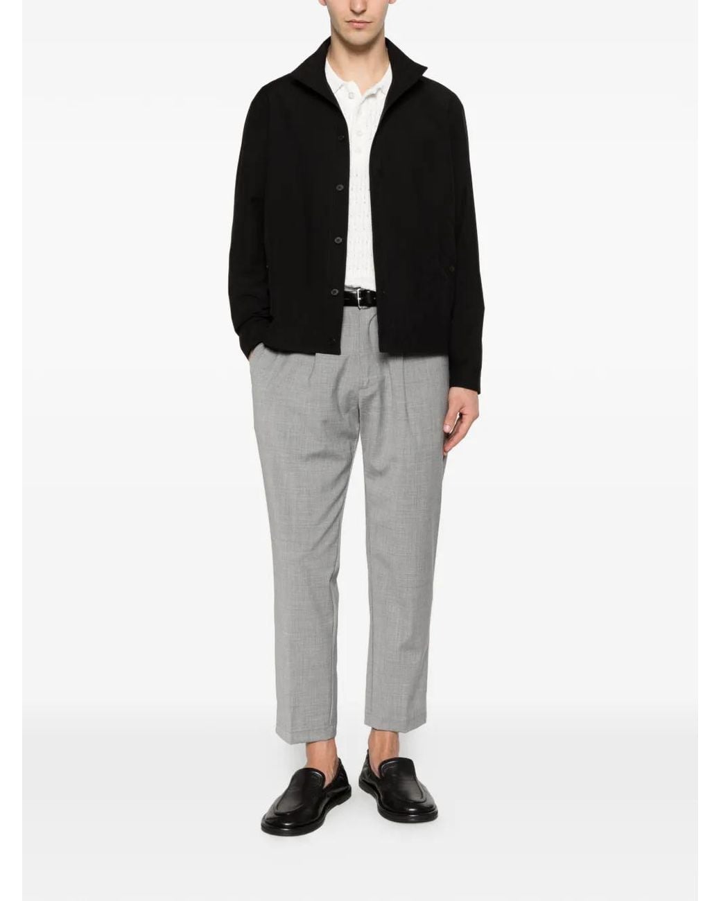 Low Brand Black High-Neck Button-Up Jacket for men