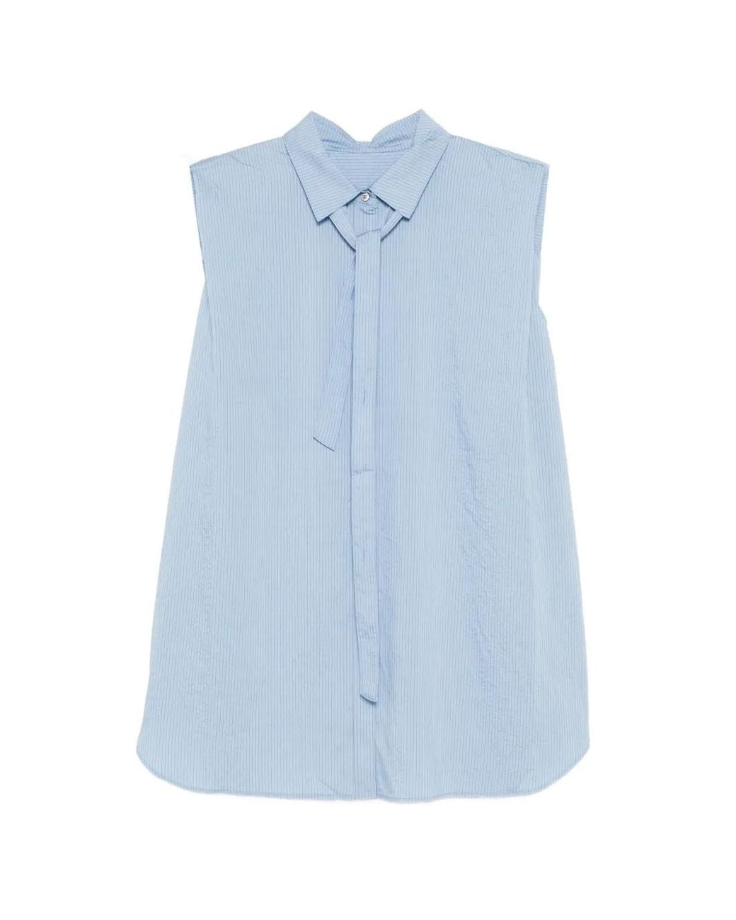 JNBY Blue Pinstriped Sleeveless Shirt