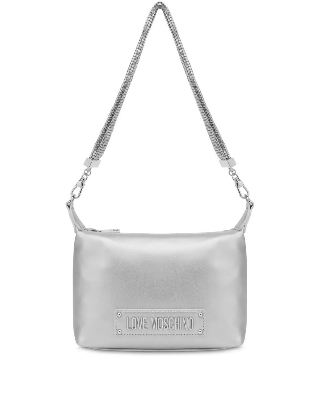 Love Moschino Gray Logo Shoulder Bag