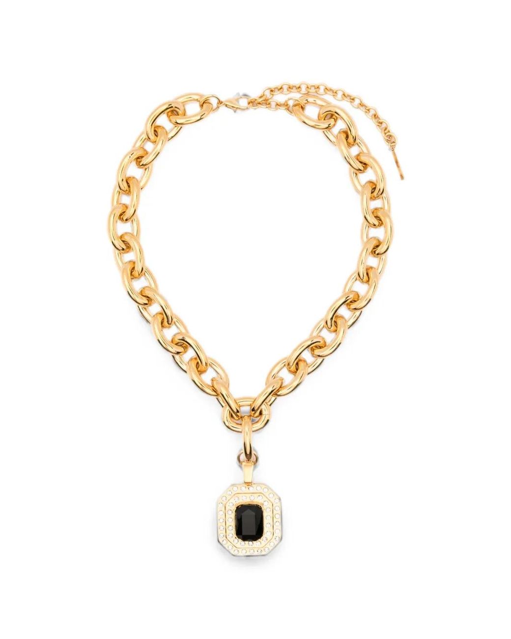 Alessandra Rich Metallic Crystal-Embellished Curb-Link Necklace