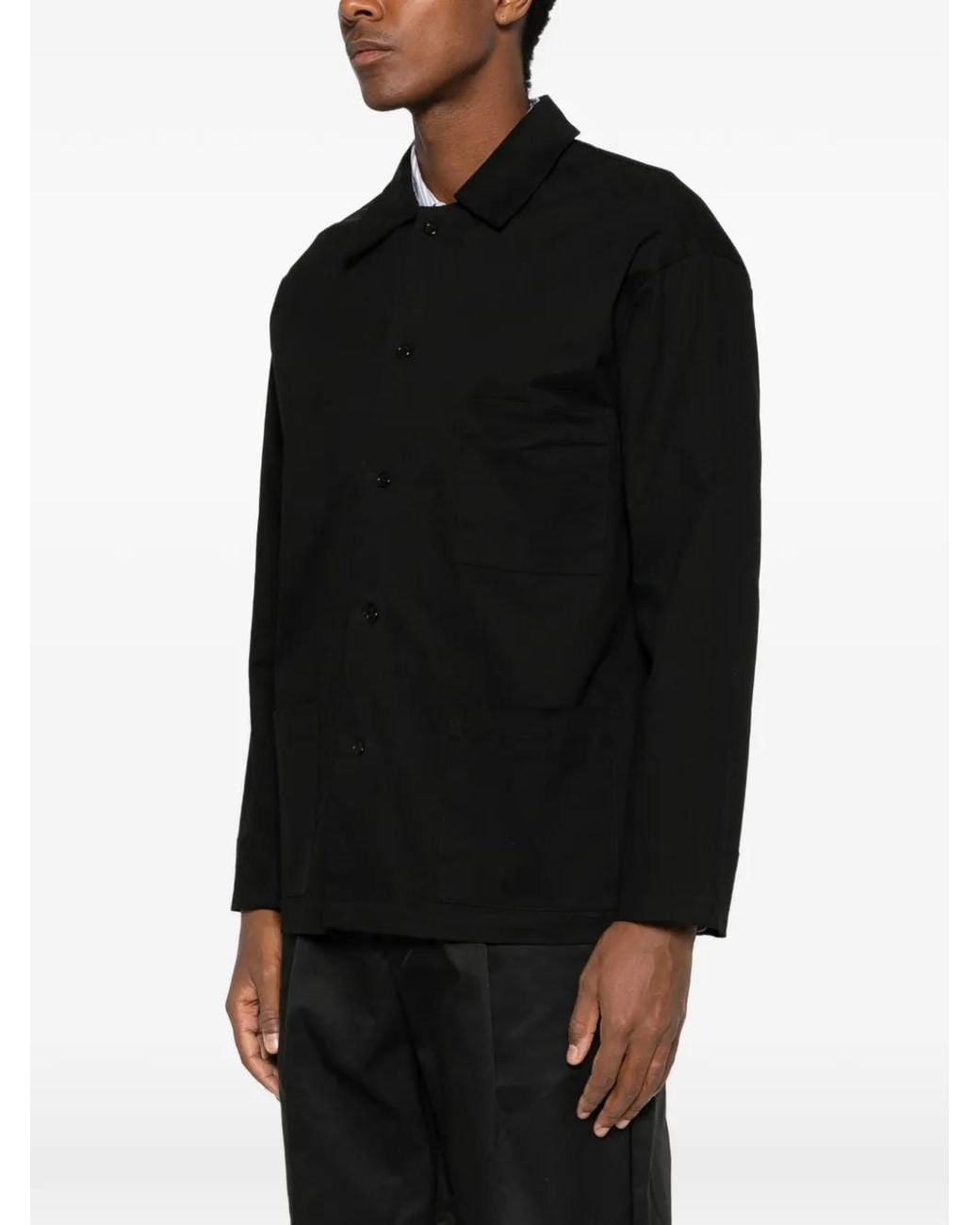 Imperial Black Patch-Pocket Shirt Jacket for men
