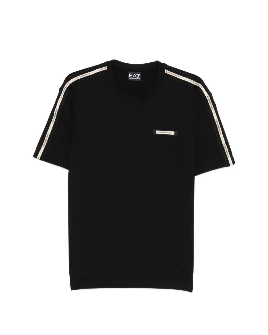 EA7 Black Logo-Detail T-Shirt for men