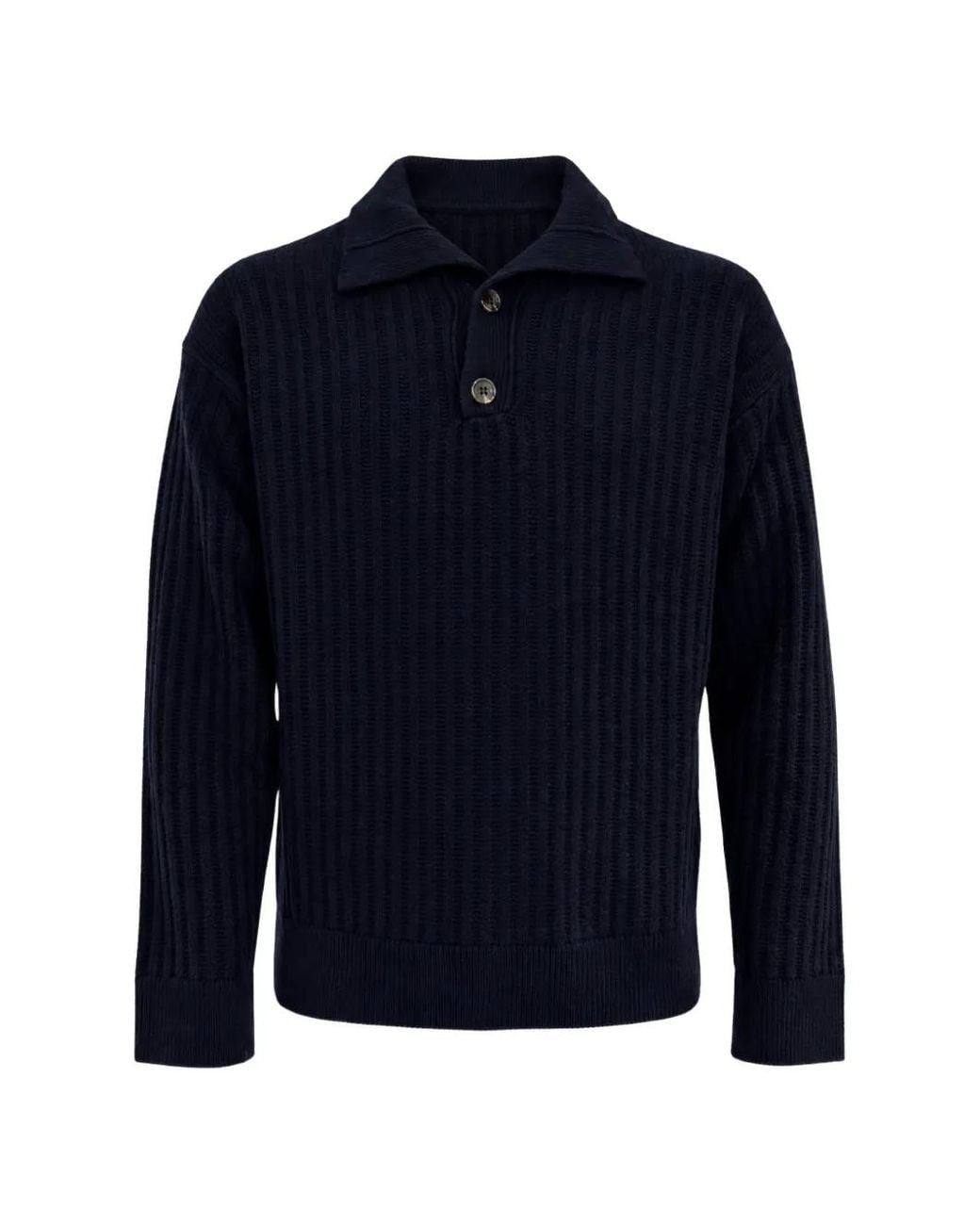 Franzese Collection Blue Wool Polo-Collar Sweater for men