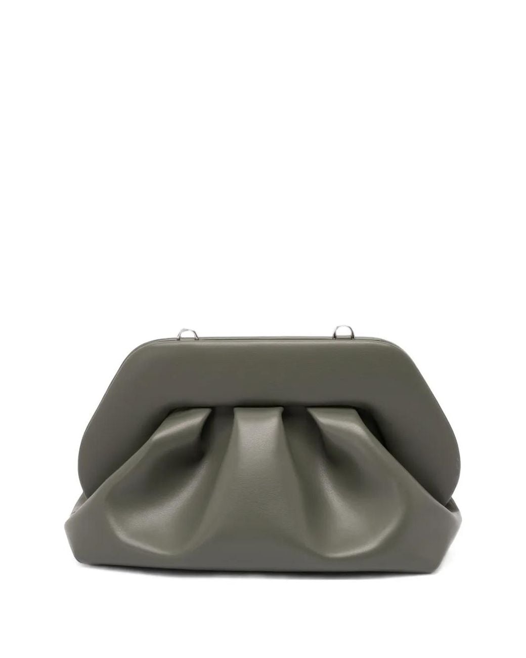 THEMOIRÈ Green Small Bios Ruched Clutch Bag