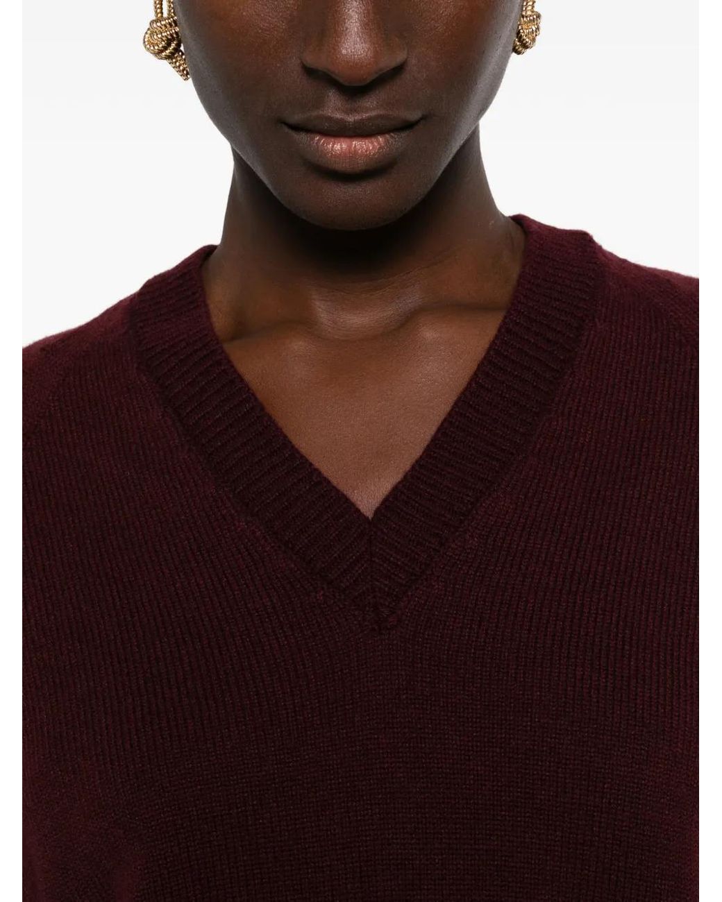 Peserico Purple V-Neck Raglan-Sleeve Sweater