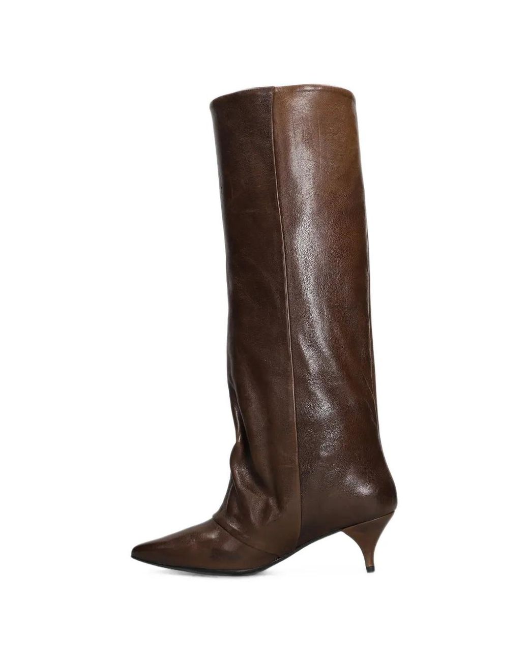 Alchimia Brown Pointed-Toe Ruched Boots