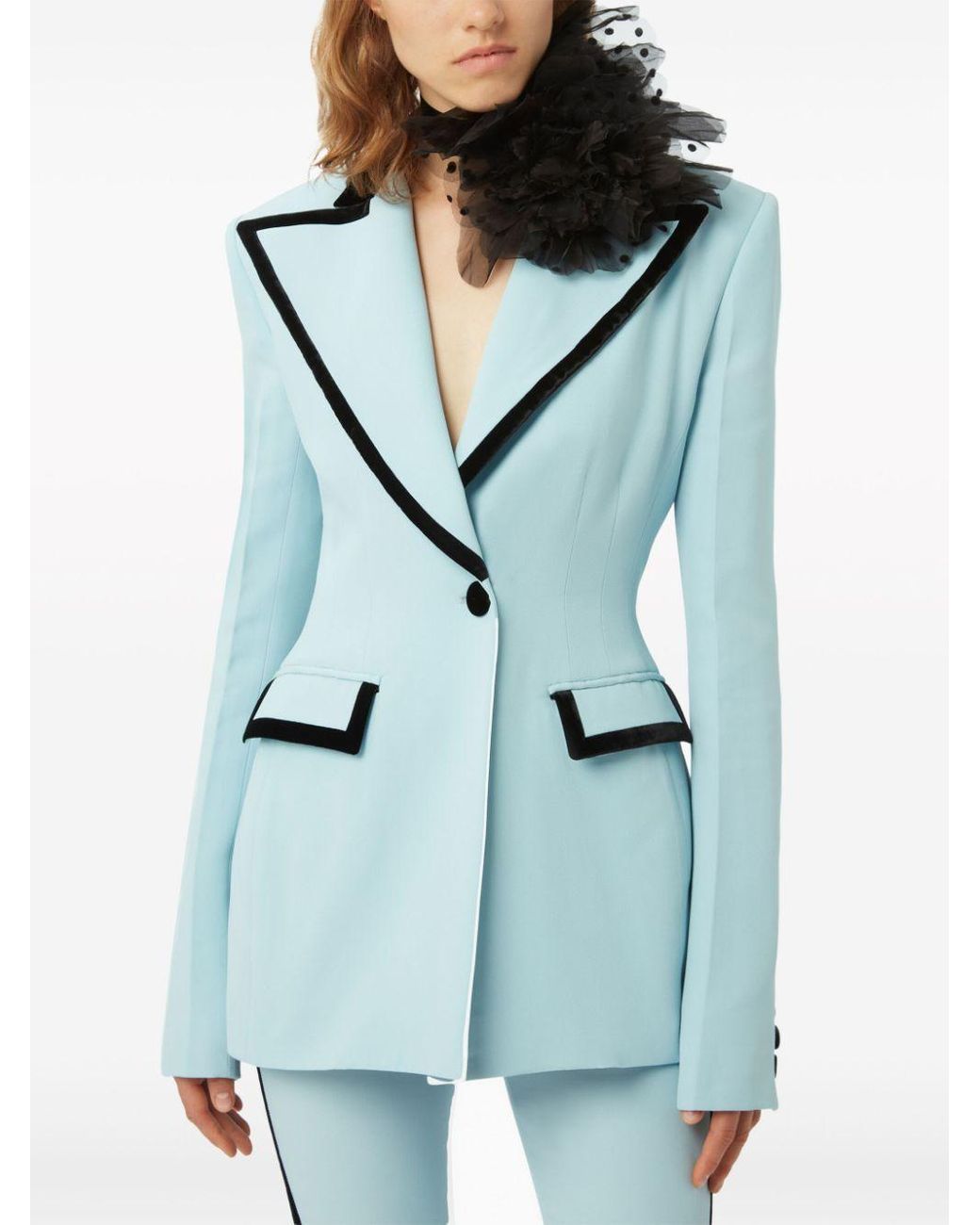 【Nina Ricci】 Cadyブレザー Nina Ricci Cady Velvet-Trim Blazer in Blue | Lyst