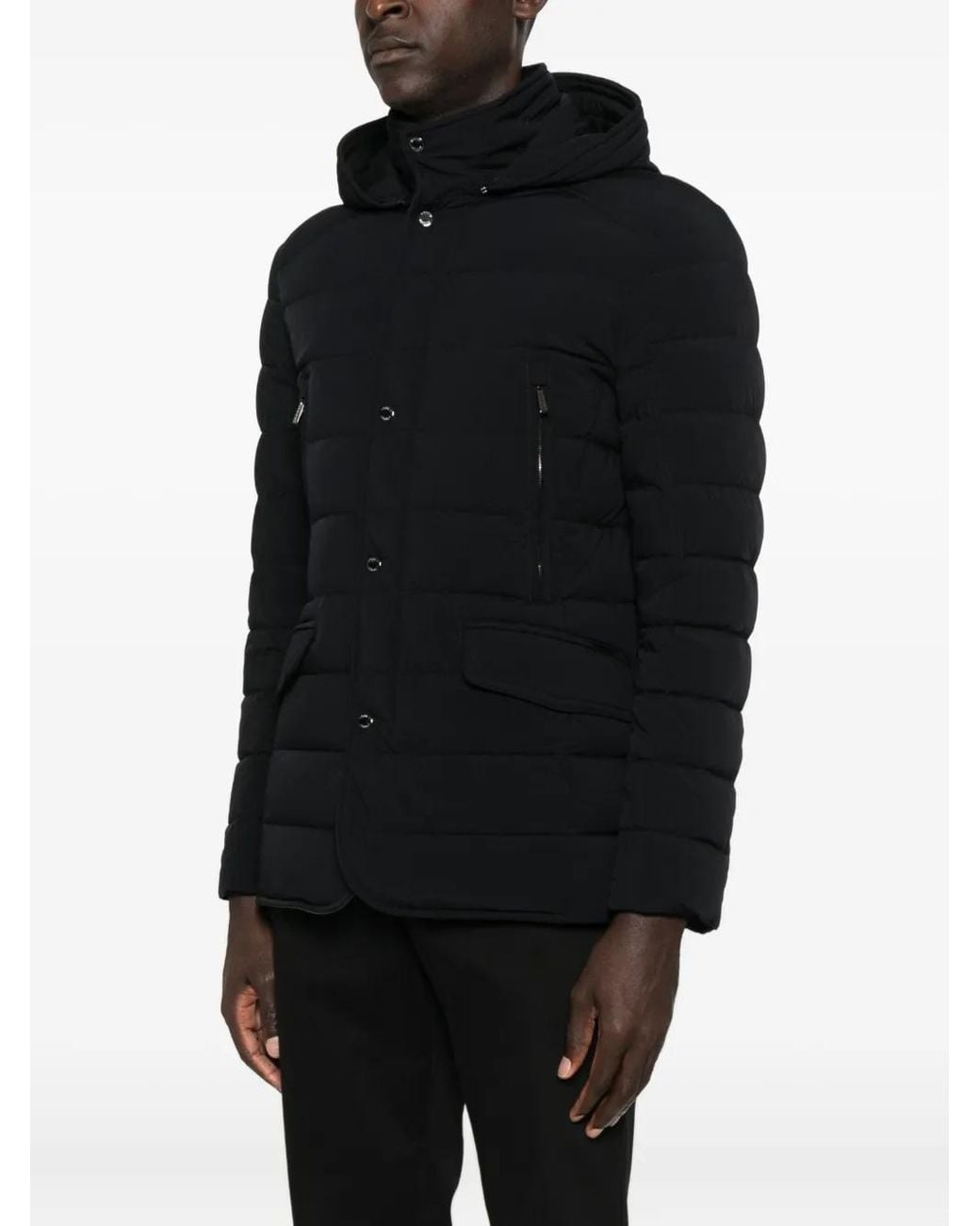 Moorer Black Buttoned Quilted Padded Jacket for men