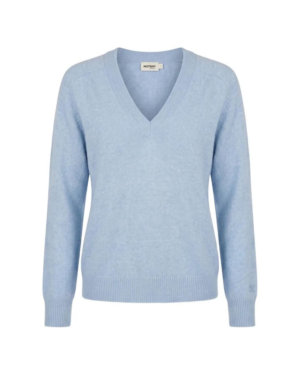 Not Shy Blue Pull En Cachemire À Col V