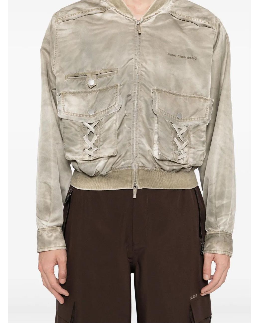Feng Chen Wang Natural Logo-Embroidered Bomber Jacket for men