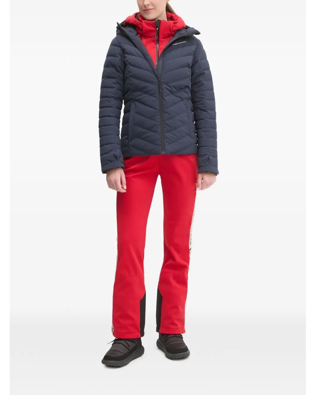 Peak Performance Red Hooded Quilted Ski Jacket