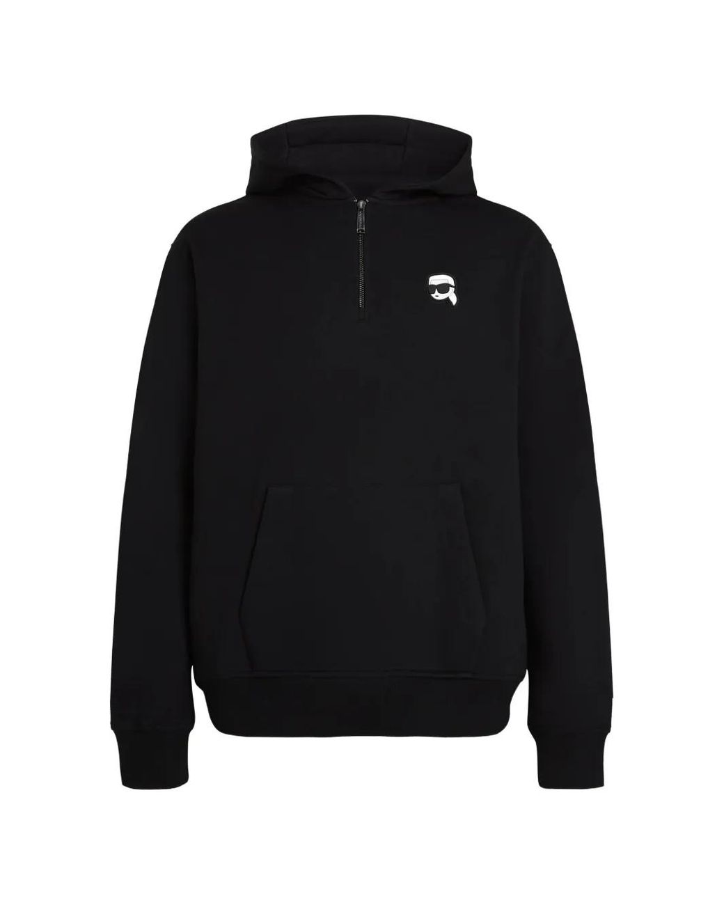 Karl Lagerfeld Black Ikon Half-Zip Hoodie for men