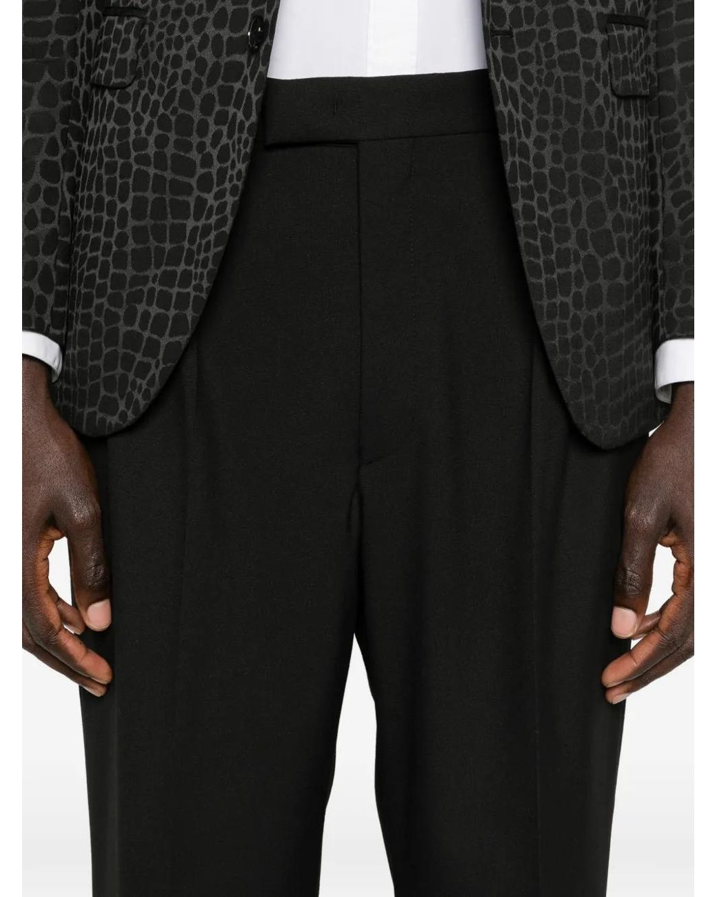 Karl Lagerfeld Black Pleated Tailored Trousers for men