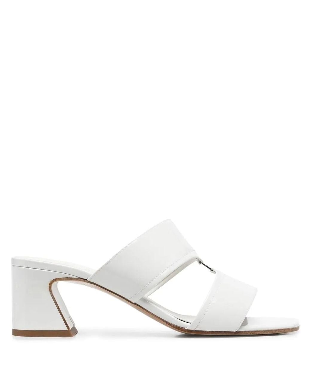 Ferragamo White Tot 55Mm Double-Strap Sandals