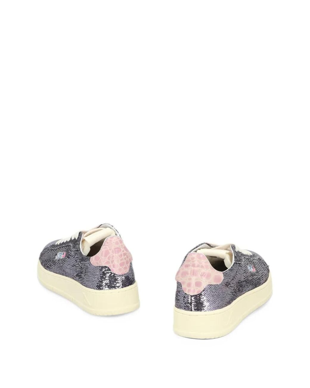 Autry White Sequin-Embellished Sneakers