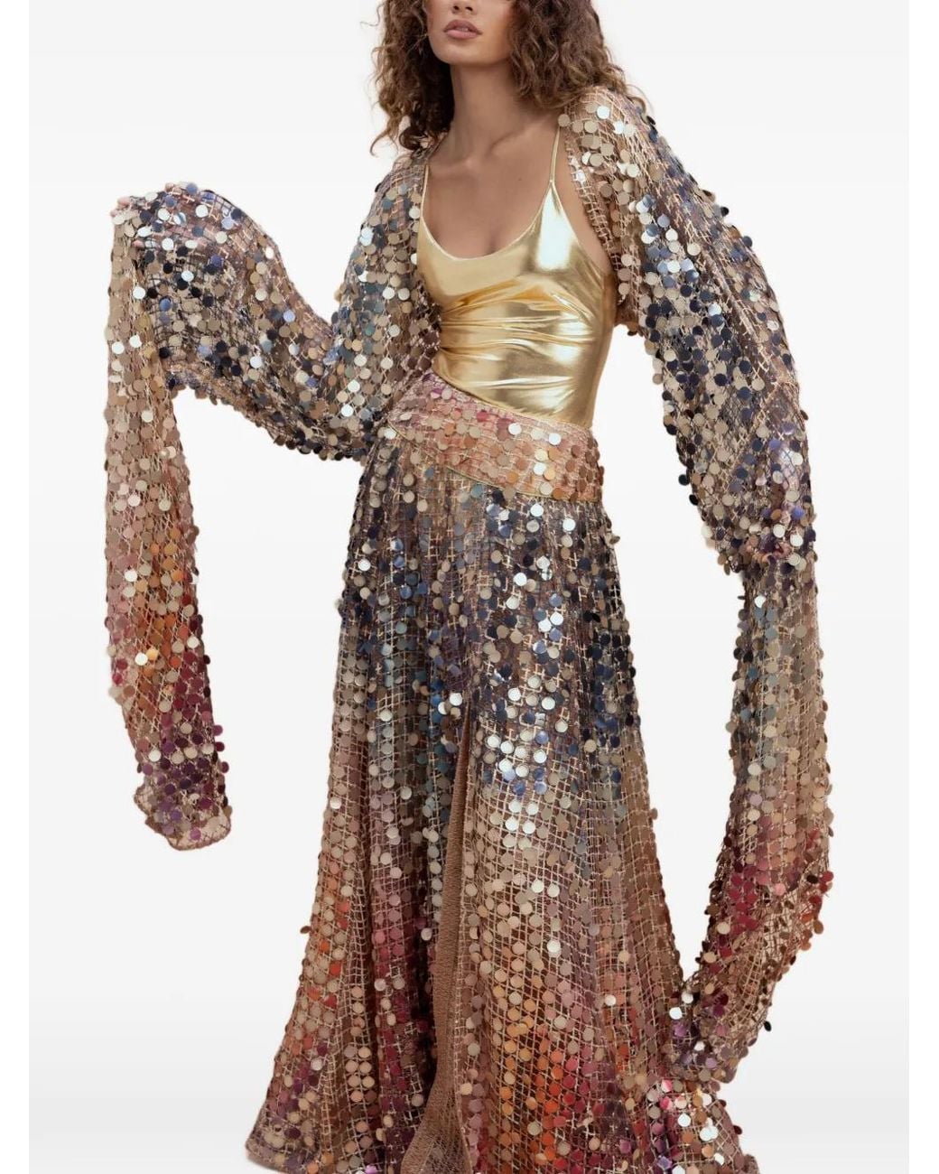 SANA OSMANI Natural Katrina Sequin Skirt Set