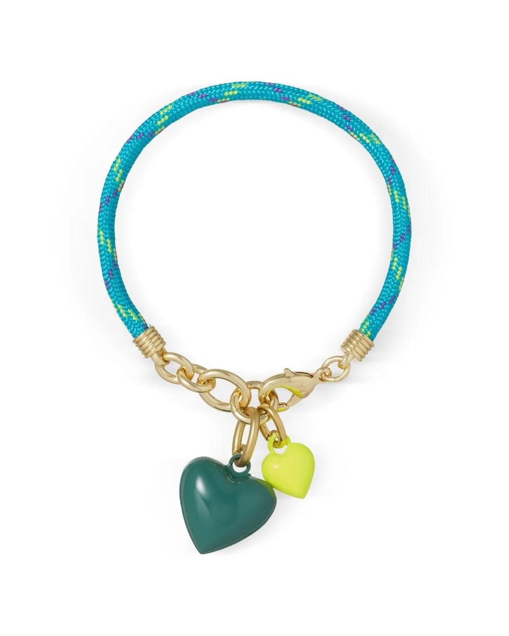 Roxanne Assoulin Blue Happy Cord Mini Double Heart Bracelet