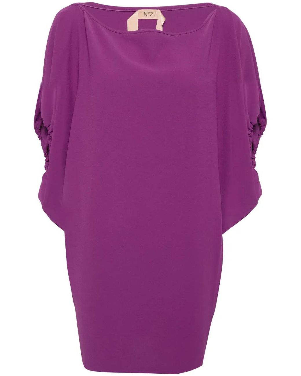 N°21 Purple Polyester Draped Boat-Neck Mini Dress