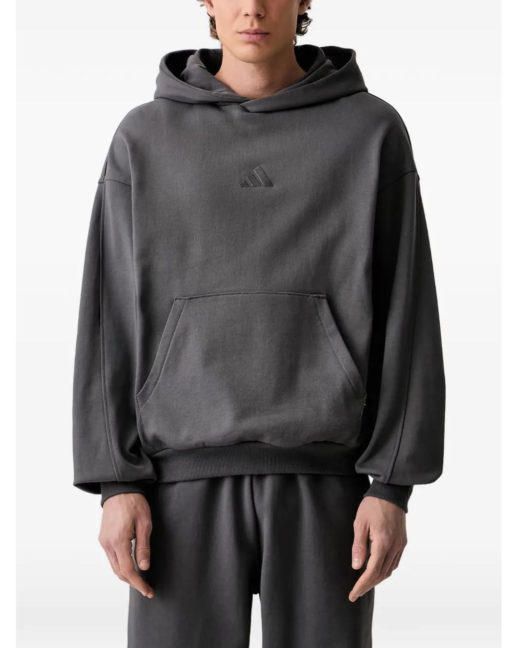 Adidas Gray Cotton Hoodie for men