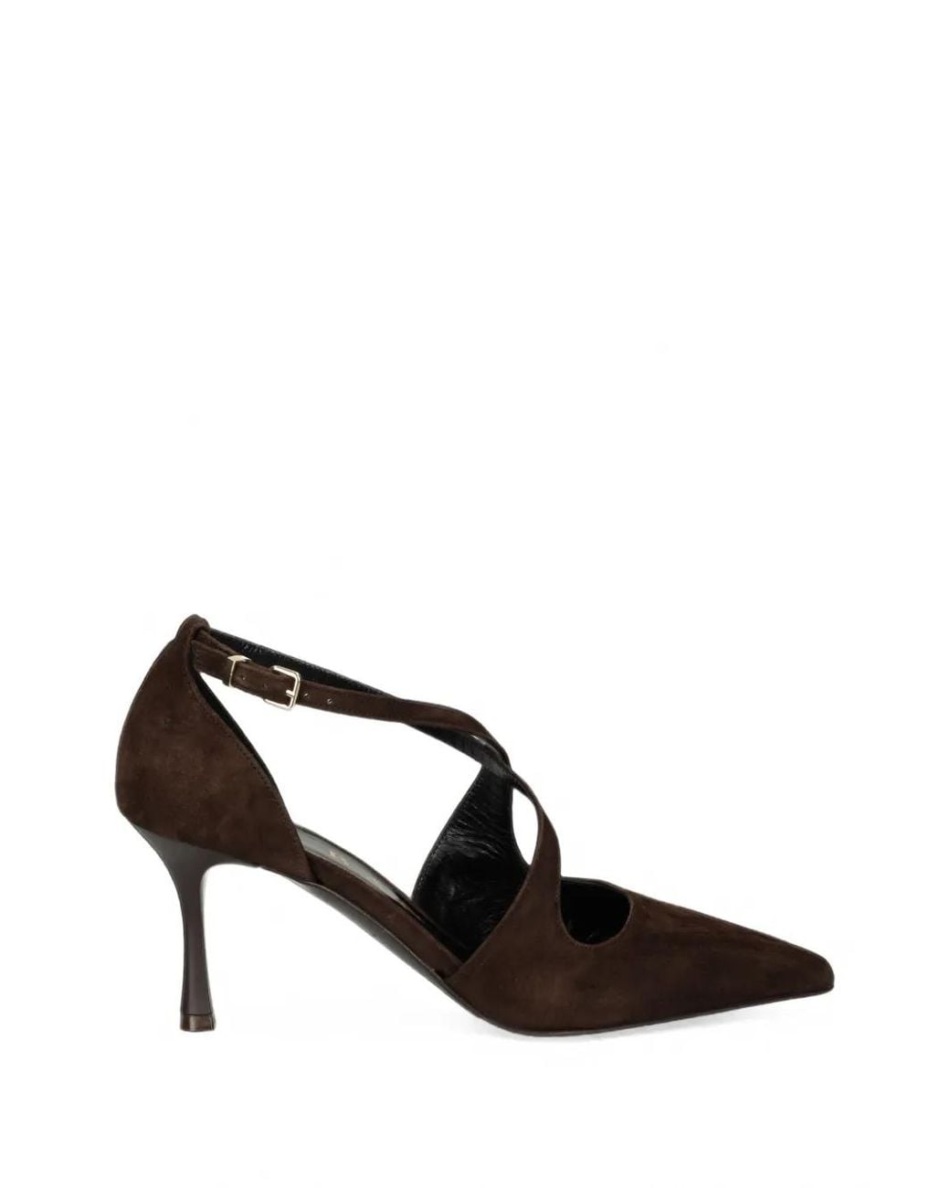 Albano Black Crossover-Strap Pointed-Toe Pumps