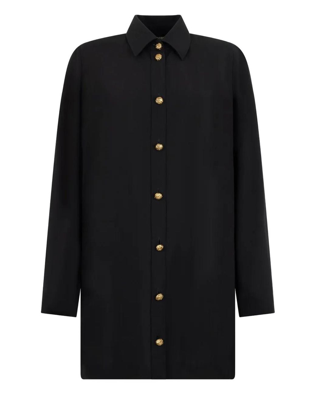 Roberto Cavalli Black Button Shirt Dress