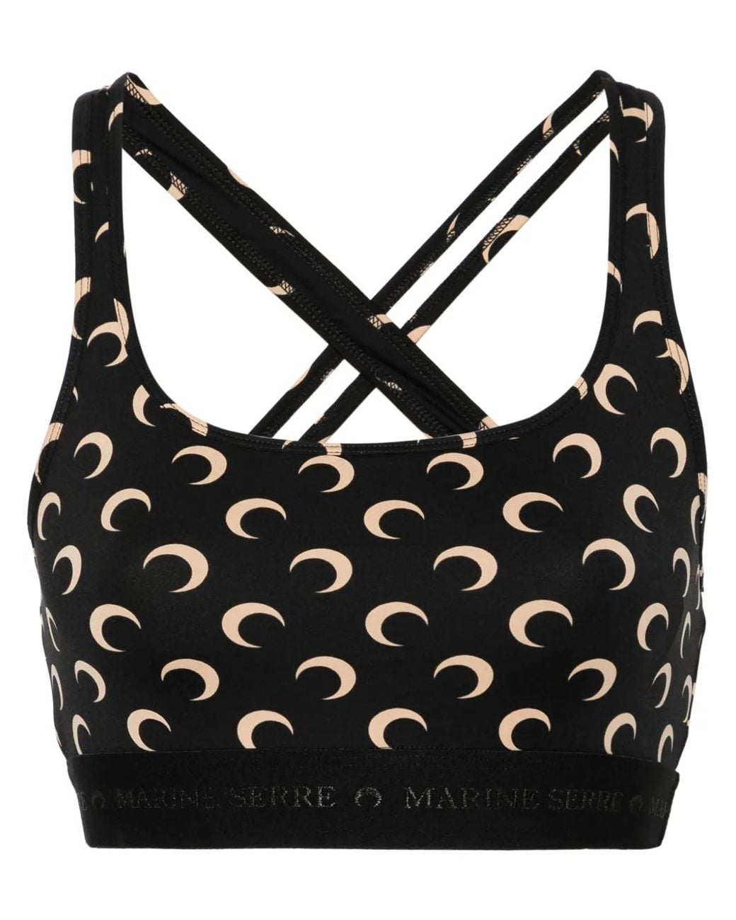 MARINE SERRE Black Logo Sport Bra