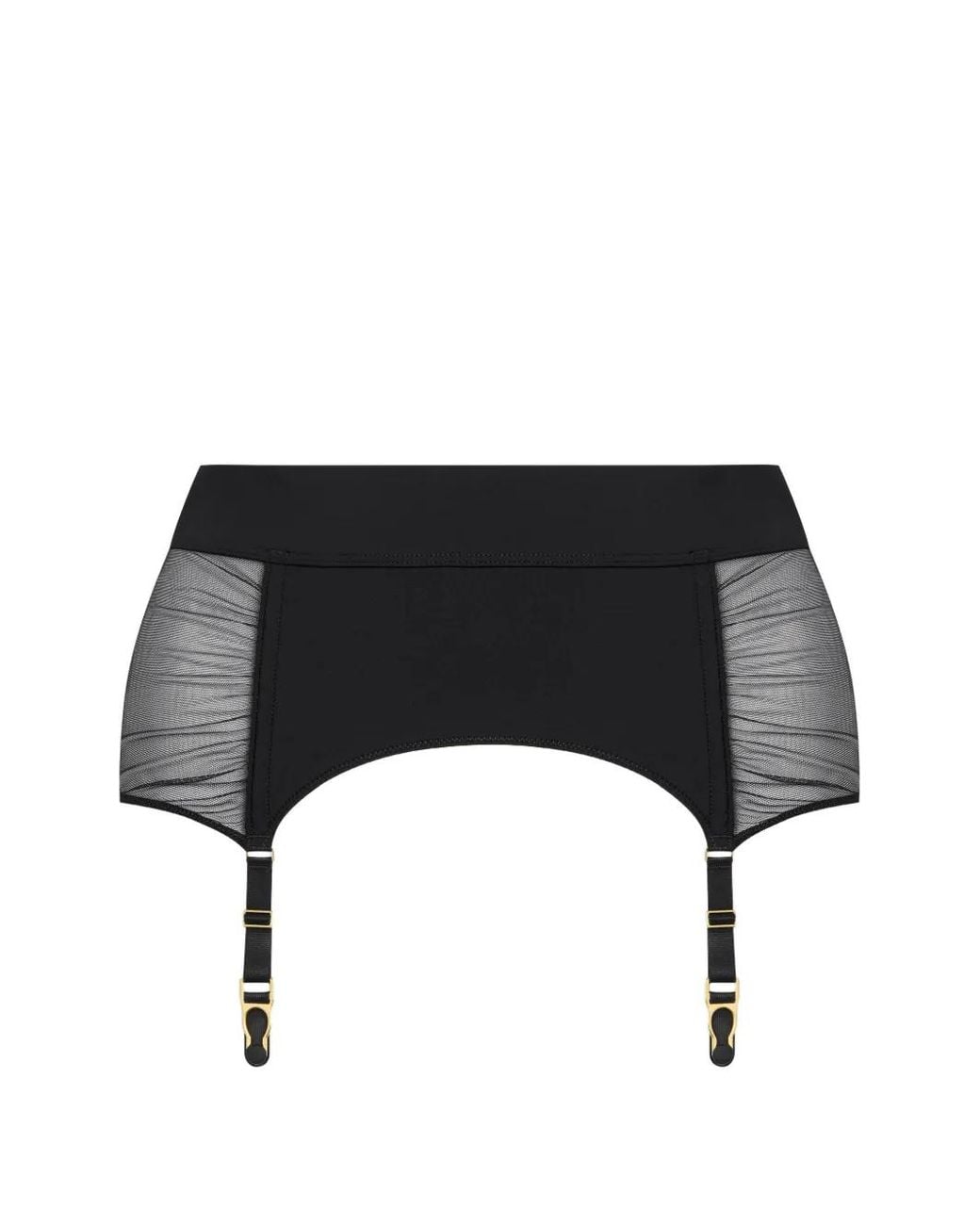 Scandale Black Nuit Fauve Mesh-Panel Suspender Belt