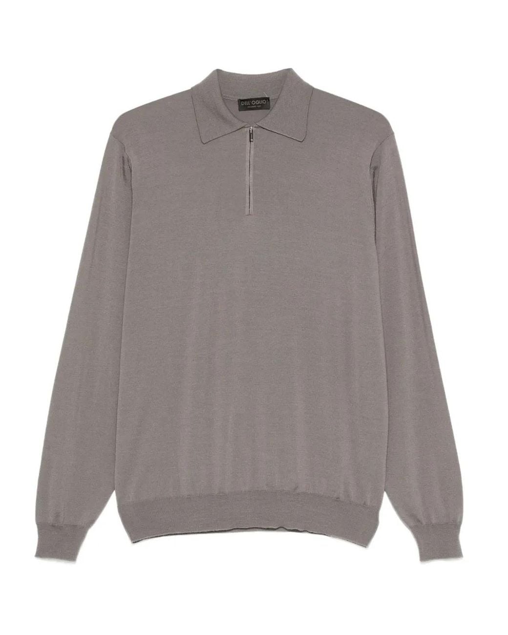 Dell'Oglio Gray Zip-Neck Polo Shirt for men
