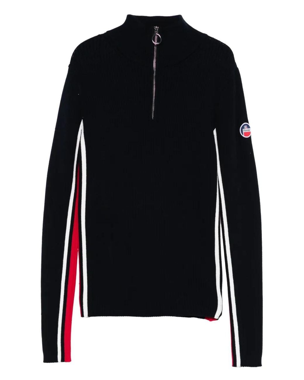 Fusalp Blue Deltanao Side-Stripe Zip-Neck Sweater