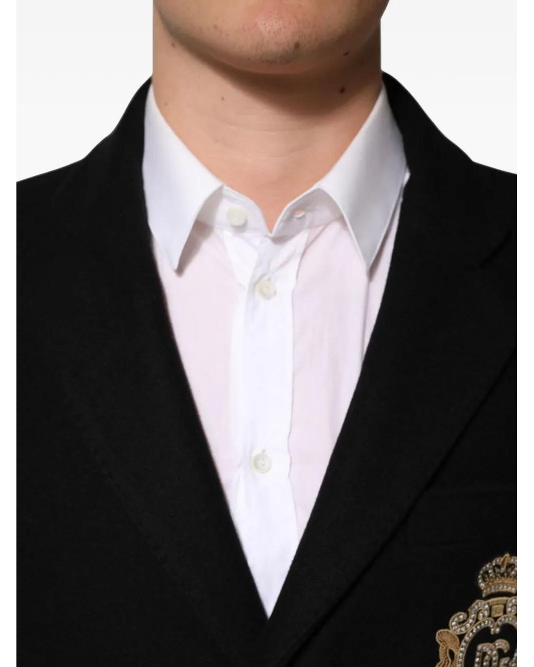 Dolce & Gabbana Black Heraldic-Patch Single-Breasted Blazer for men