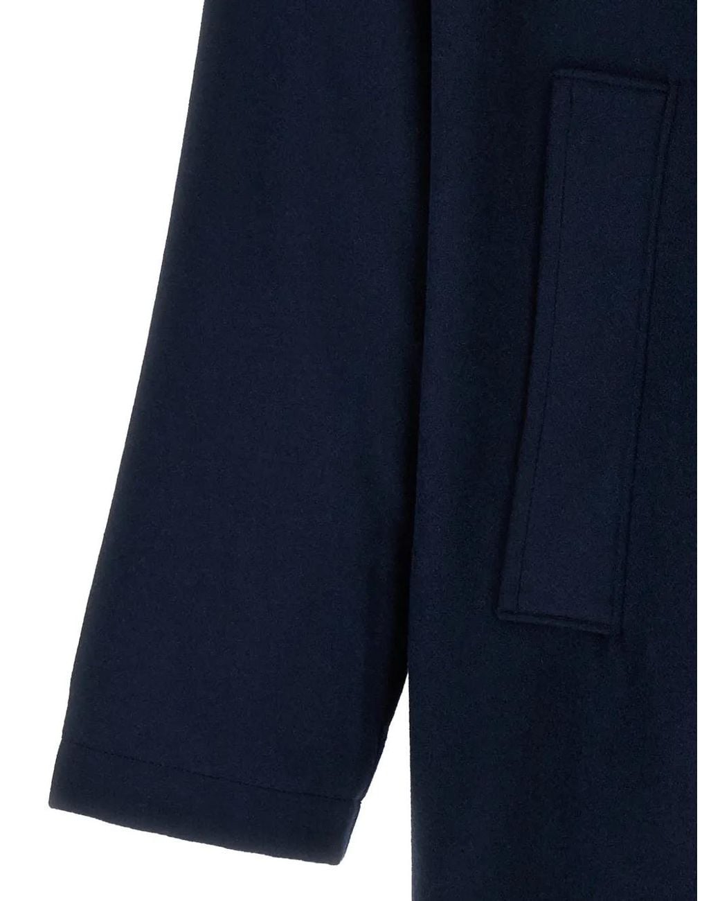 Song For The Mute Blue Patch-Detail Embroidered-Lettering Coat for men
