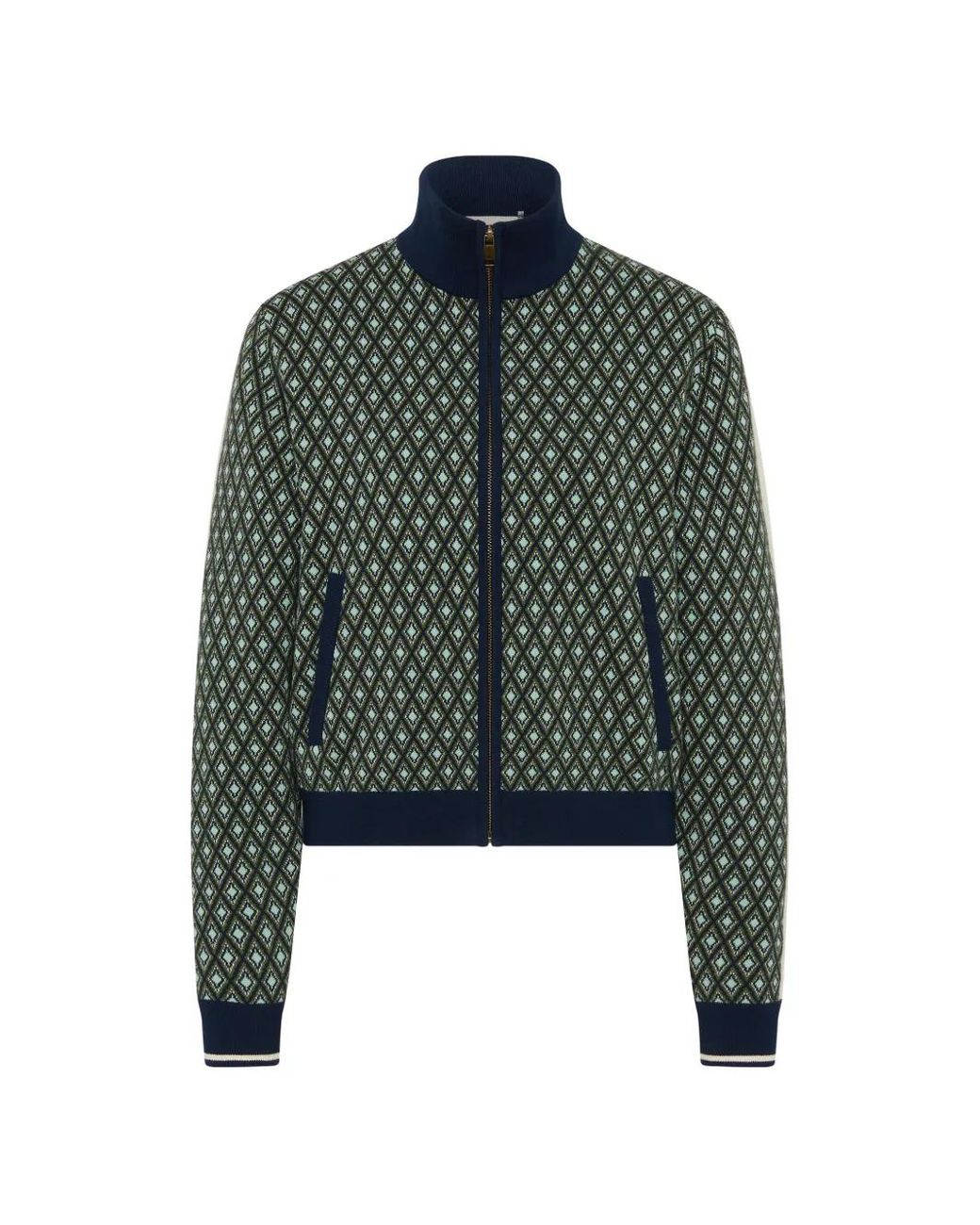 The Upside Green Viva Margot Geometric-Pattern Cardigan