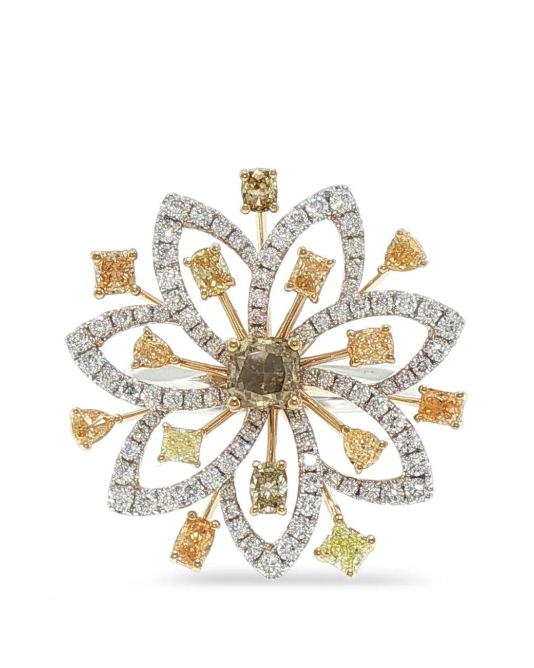 HYT Jewelry White Bague Fleurie À Diamants