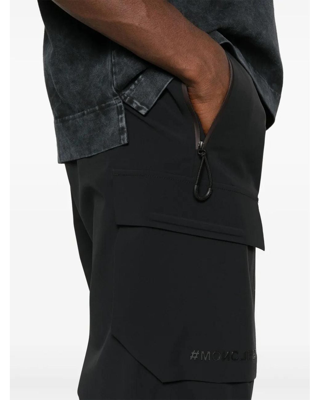 Moncler Black Logo-Lettering Tapered Trousers