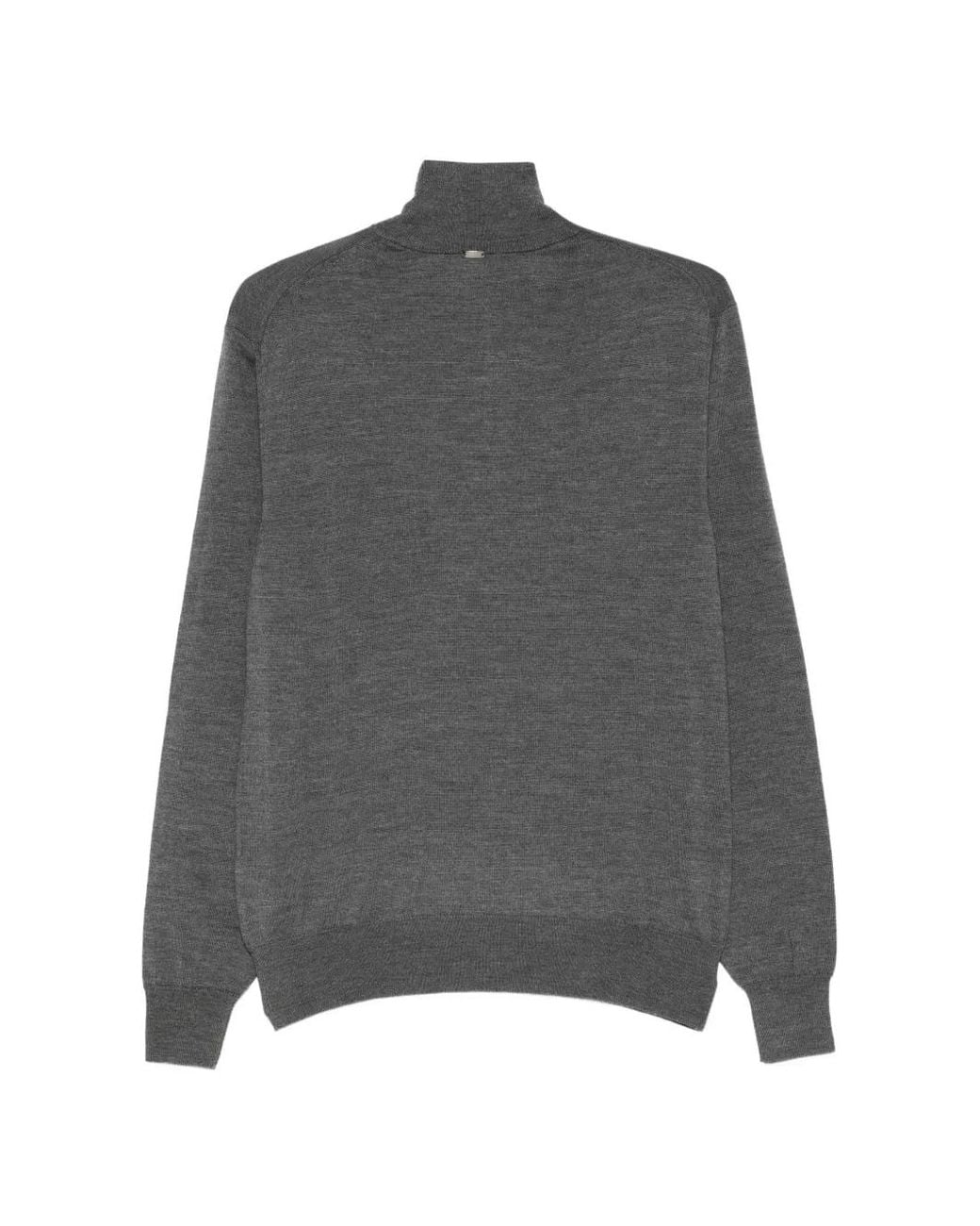 Herno Gray Quarter-Zip Sweater for men