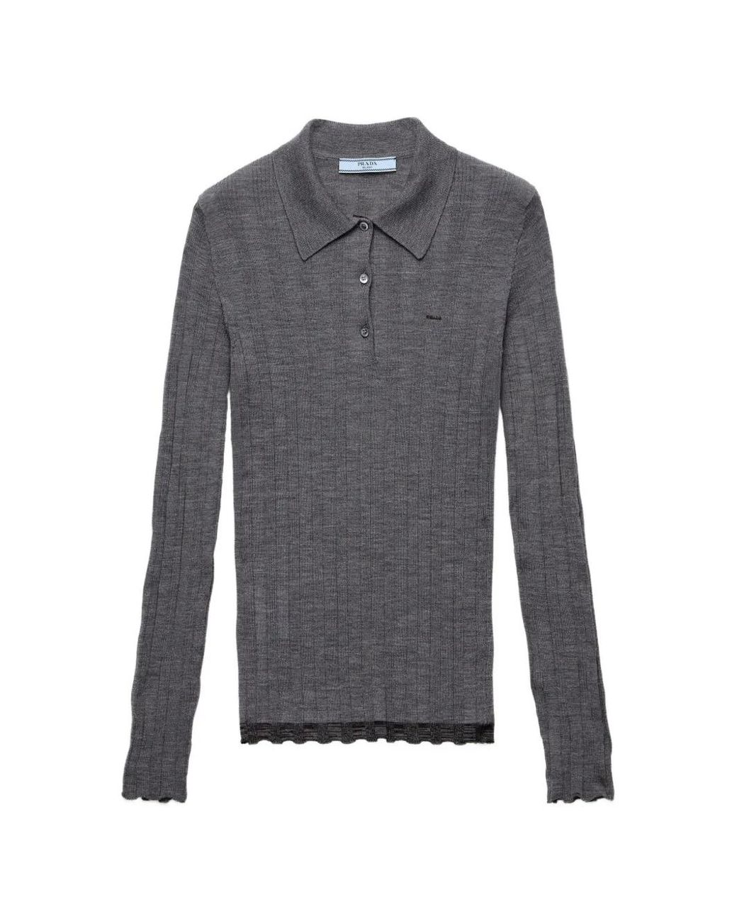 Prada Gray Wool Polo Sweater
