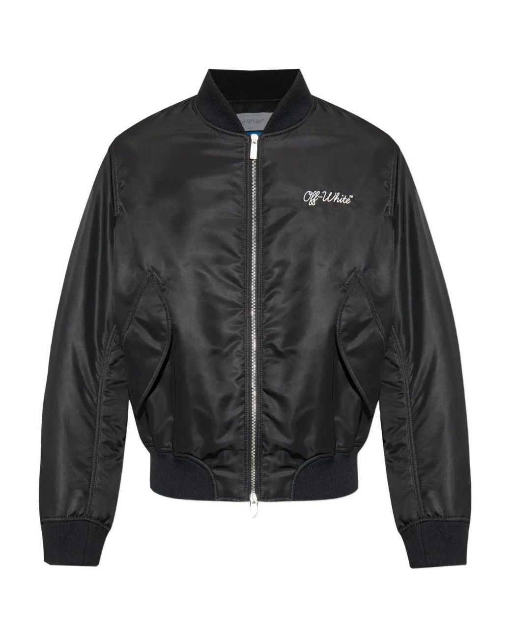 Off-White c/o Virgil Abloh Gray Script Nyl Varsity Bomber for men