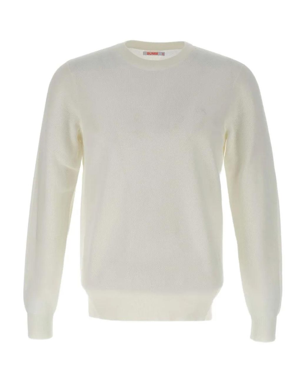 Sun 68 White Cotton Jumper for men