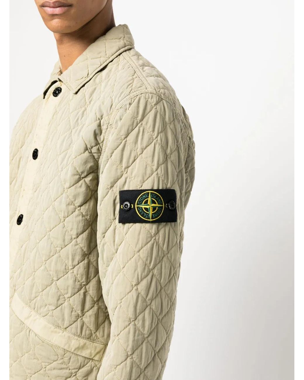 Stone Island Natural Quilted Press-Stud Fastening Bomber Jacket for men