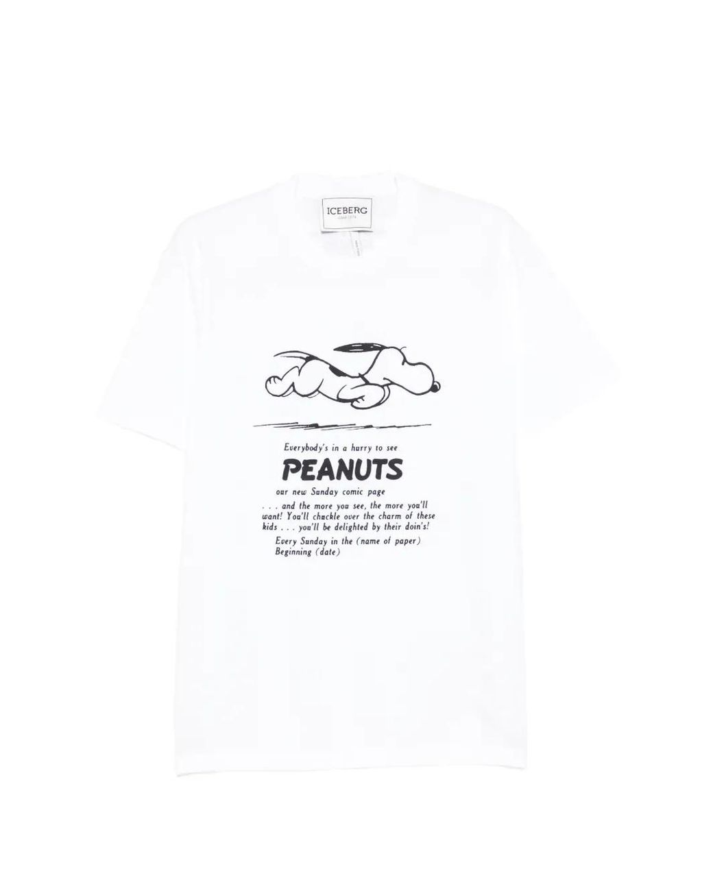 Iceberg White Peanuts Print T-Shirt for men