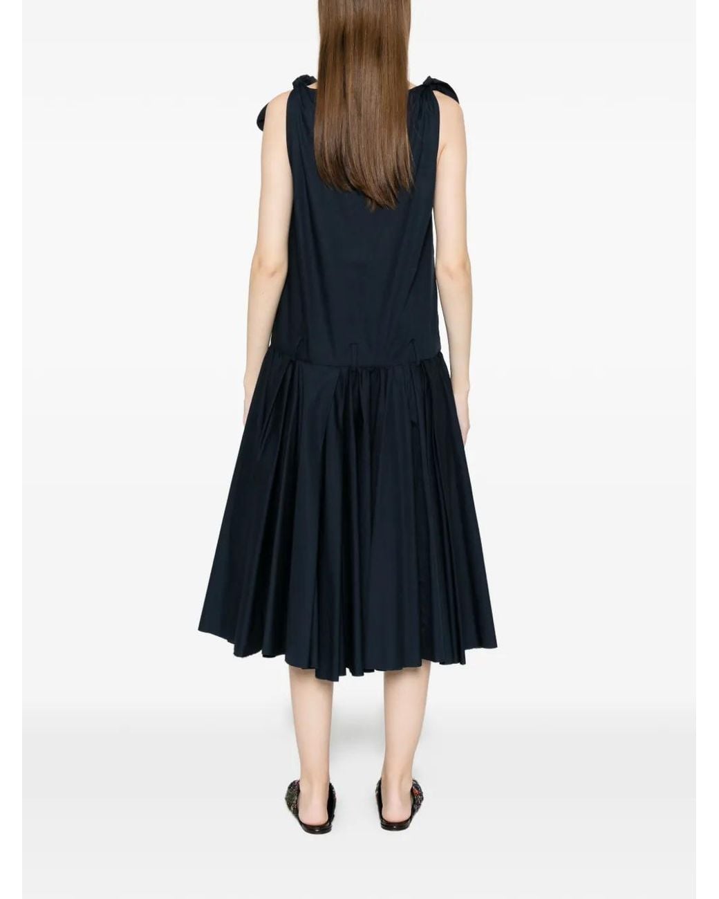 N°21 Blue Tie Straps Gathered Dress