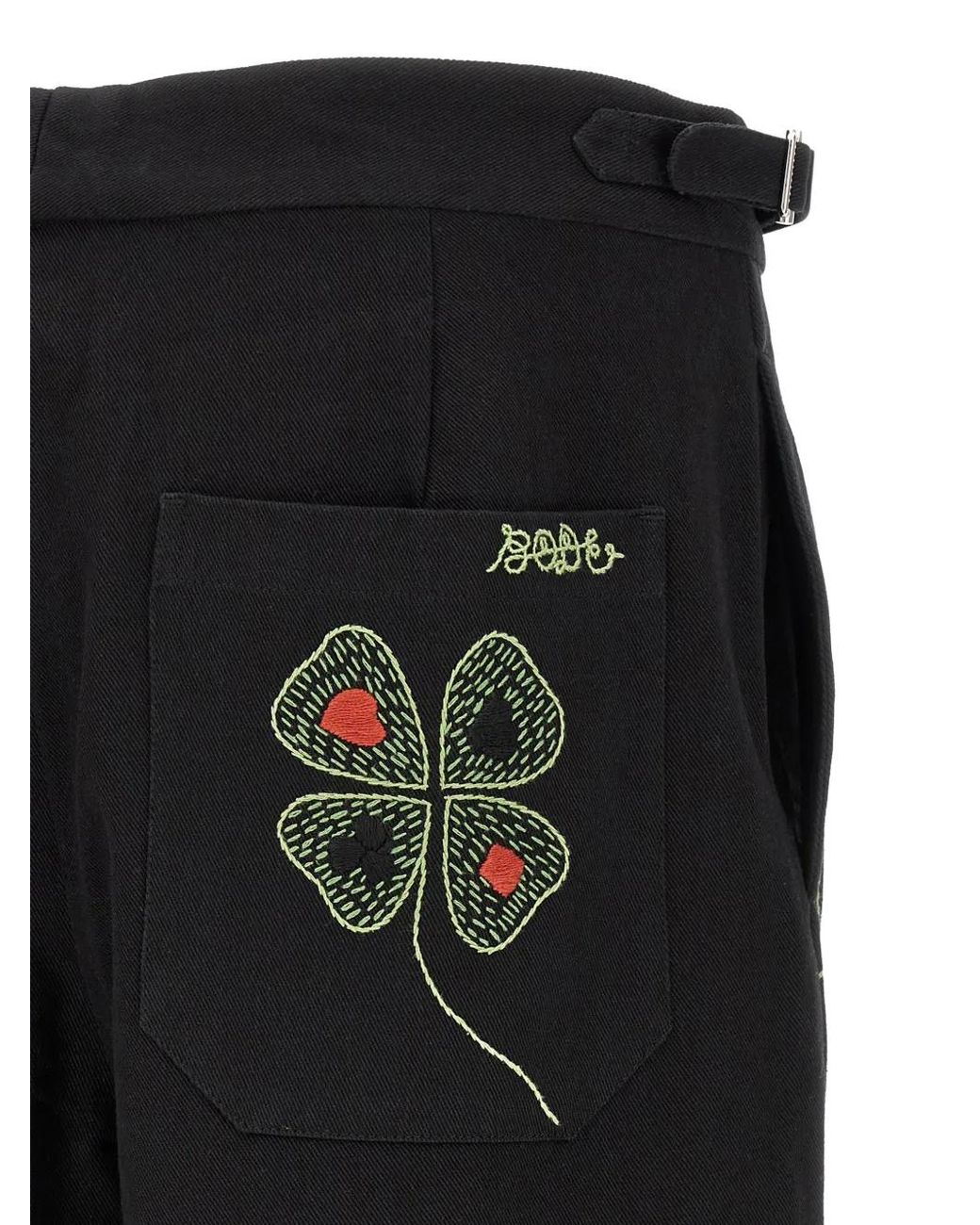 Bode Black Button-Fastening Trousers for men