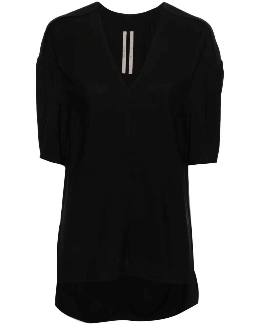 Rick Owens Black V-Neck Drop-Shoulder Blouse